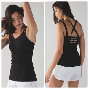 Lululemon Womens Happy Strappy Built In Shelf‎ Bra Athletic Active Gym Tank 2